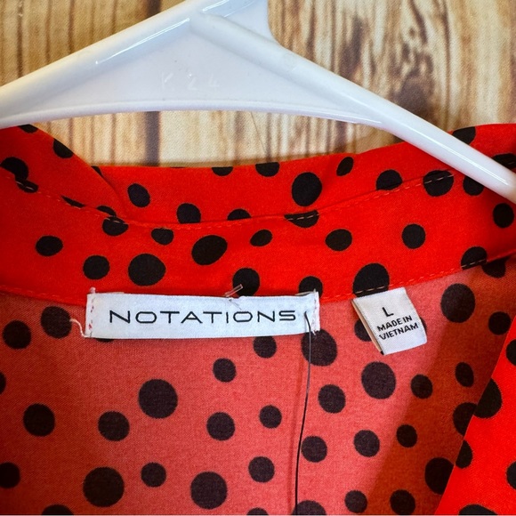 Notations Women’s Sleeveless Polka Dot Red Button Down Shirt Size Large - Picture 7 of 9